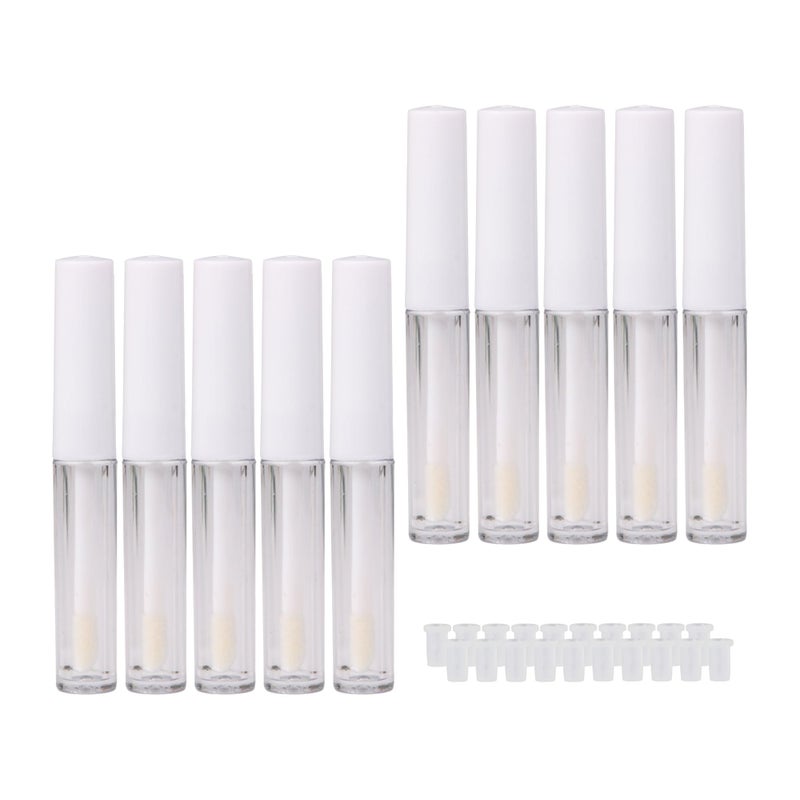 RDEXP 1.3ml Empty Lip Gloss Tube Clear Plastic Lip Gloss Containers Pack of 10 (White Cap) - Image 1